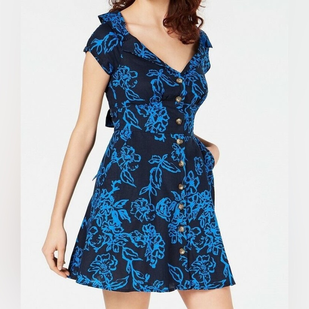 Free People Floral Button-Up Mini Dress Size 0